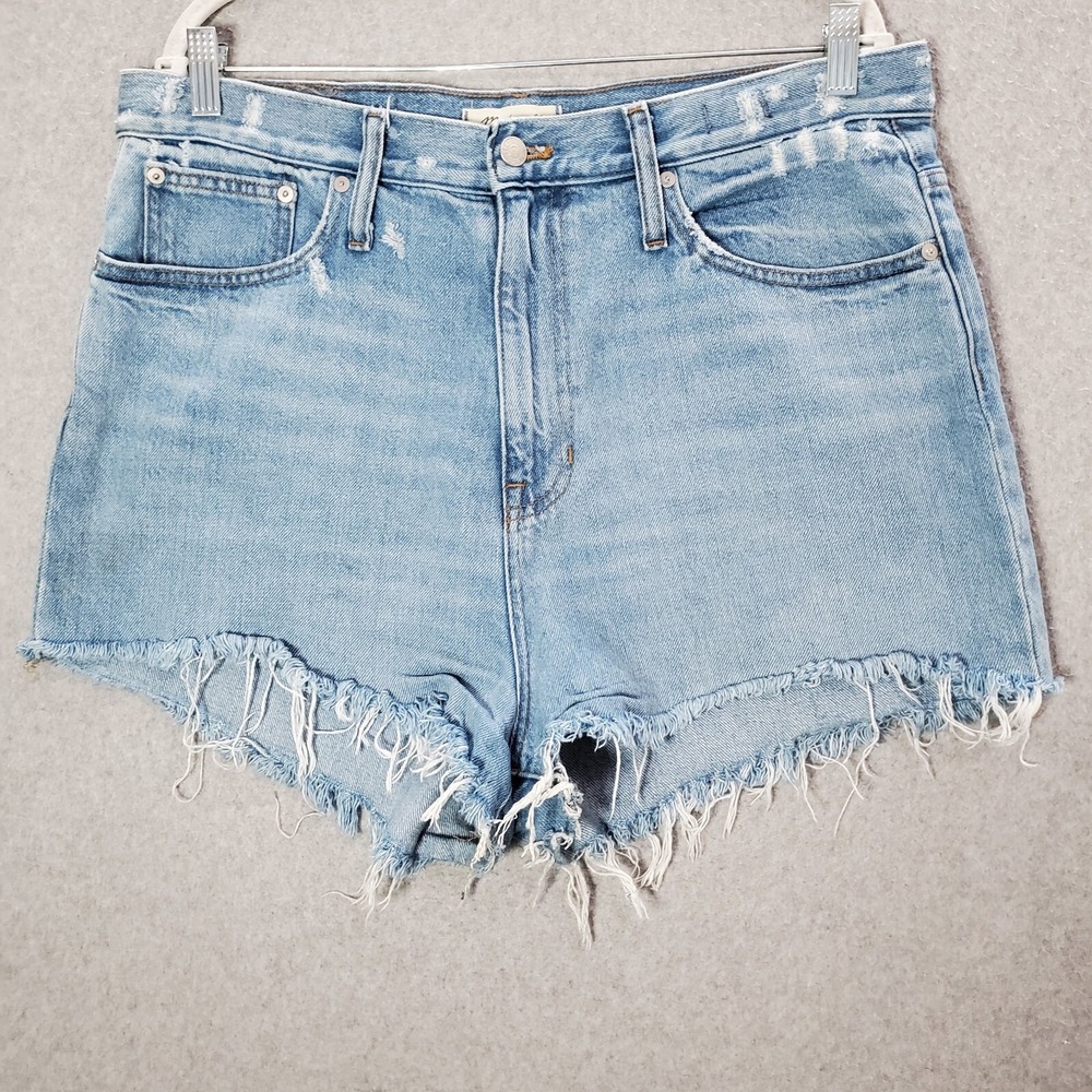 Madewell Women Shorts 32 Blue Denim Mom Jean Cutoff High Waist Inseam 3" READ